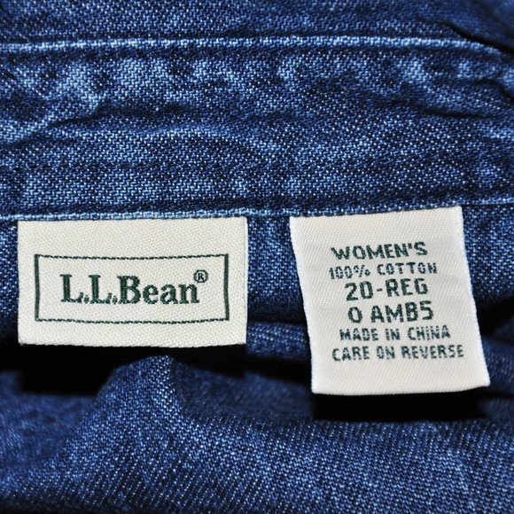 L L Bean Blue Denim Jean Sleeveless Collared Button Down Front Dress 100% Cotton - Picture 4 of 4